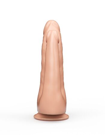 Двойной фаллоимитатор на присоске из геля - 16,5 см.